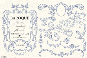 Baroque clip art elements vector