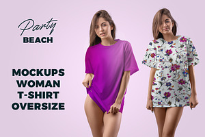 7 Mockups Woman T-Shirt Oversize, a Product Mockup by PSD Market