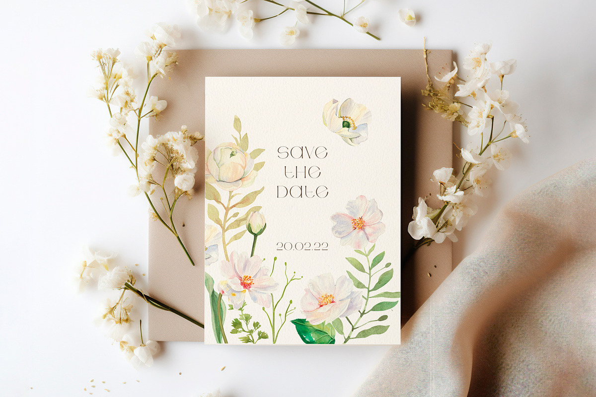 White Flowers watercolor collection, a Decorative Illustration by Volha Studio (Photo 4 of 9)
