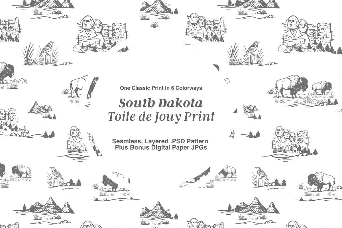 South Dakota Toile de Jouy Pattern, a Pattern Graphic by Hughes Studio (Photo 1 of 8)