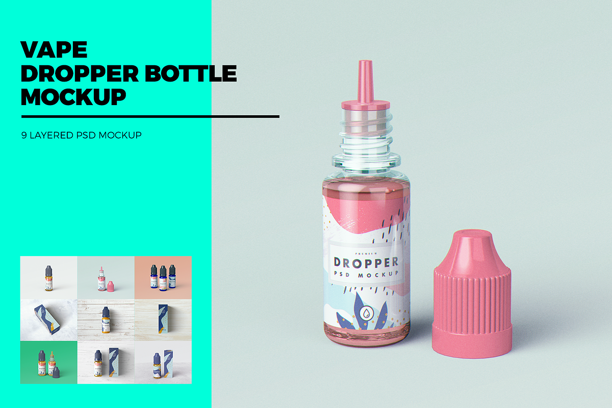 Vape Dropper Bottle MockUp, a Cups & Container Mockup by coloformia (Photo 1 of 14)