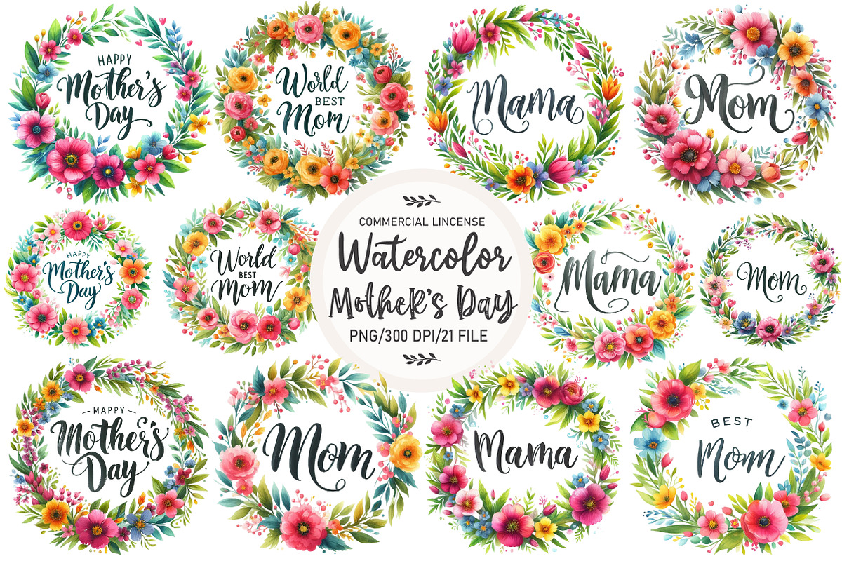 Mother's Day Floral Bouquets Clipart, an Illustration by OK Design (Photo 1 of 5)