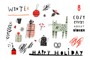 Cozy cards about winter + Bonus, a Card Template by Lera Efremova (Thumbnail 1 of 4)