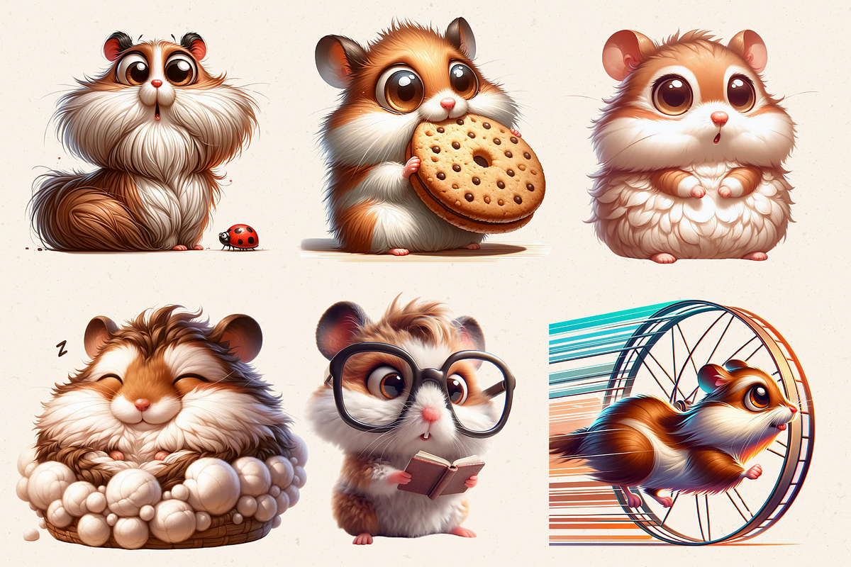 HILARIOUSLY FUNNY HAMSTER CLIPART, an Animal Illustration by Daring Digies (Photo 2 of 8)