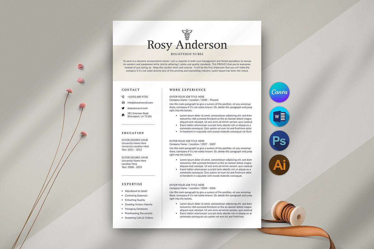 Nurse Resume, a Resume Template by DesignDevisers (Photo 1 of 10)