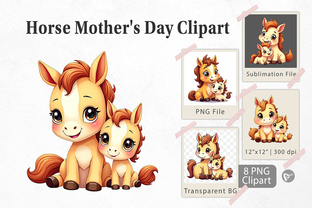 Horse Mother's Day Clipart, a Graphic by Artnoy (Photo 1 of 5)