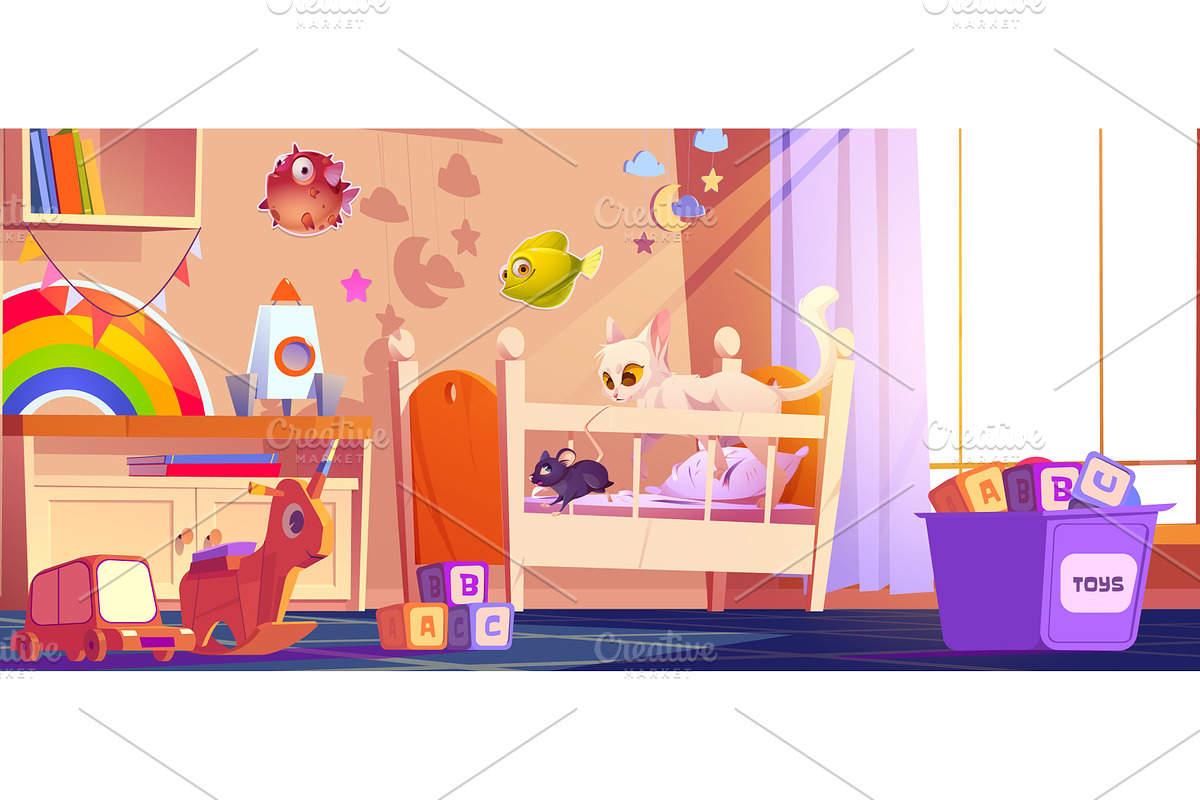 White cat chases black mouse across, an Animal Illustration by art PVP - market