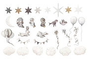 Gray Watercolor Nursery graphic Set, an Illustration by TanyaSchuka (Thumbnail 9 of 11)
