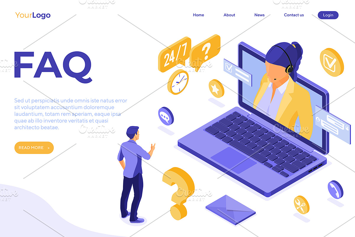 Isometric Online Customer Support, a Person Illustration by TAlex (Photo 4 of 6)