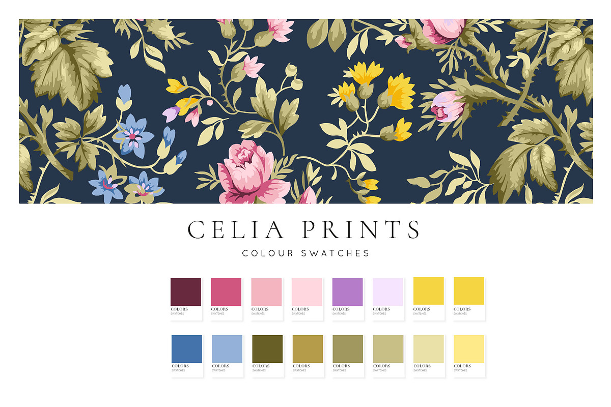 Celia Vintage Floral Seamless Prints, a Pattern Graphic by Pink Linen (Photo 6 of 13)