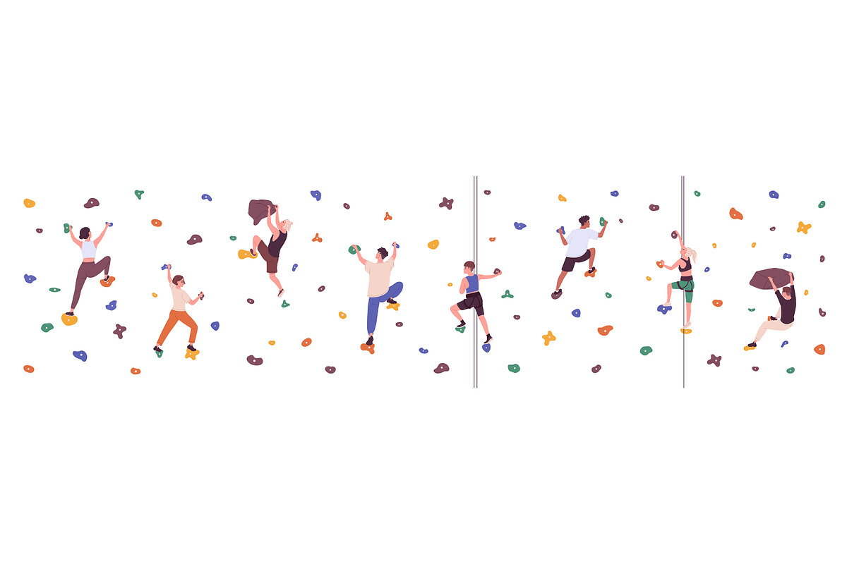 People climbing on bouldering wall, a Sport Illustration by PaperTrident (Photo 4 of 5)