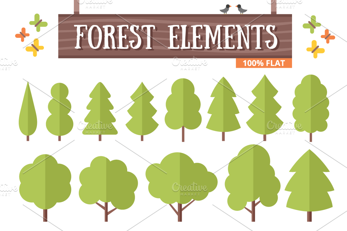 Flat Forest Elements, an Illustration by Magurok (Photo 3 of 4)