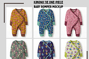 Baby Romper -Kimono one Tie Mockup, a Hoody Mockup by Nora Gad (Thumbnail 6 of 15)