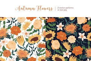 Autumn Flowers Seamless Patterns