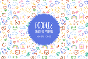 Kids, children doodles pattern, an Illustration by Cmeree