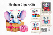 Elephant Clipart Gift, a Graphic by Artnoy (Thumbnail 1 of 5)