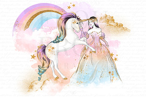 Princess And Unicorns Clip Art