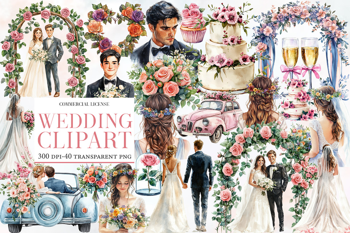 Cute Wedding Clipart, an Illustration by Designworld (Photo 1 of 6)
