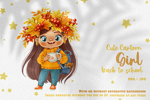 Girl in wreath back to school, a Person Illustration by Azuzlikus