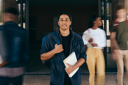 Male student at college campus, a School & Education Photo by Jacob Lund