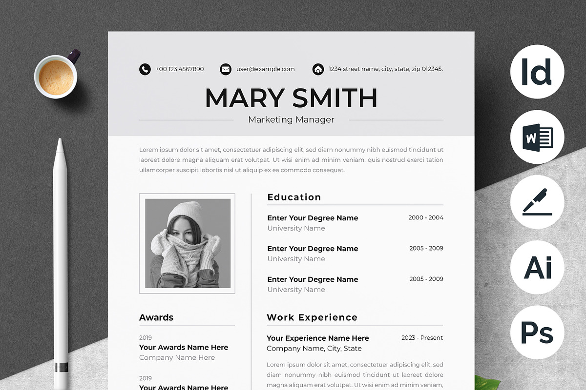 Modern Corporate Resume Template, a Resume Template by ResumeInventor (Photo 1 of 5)