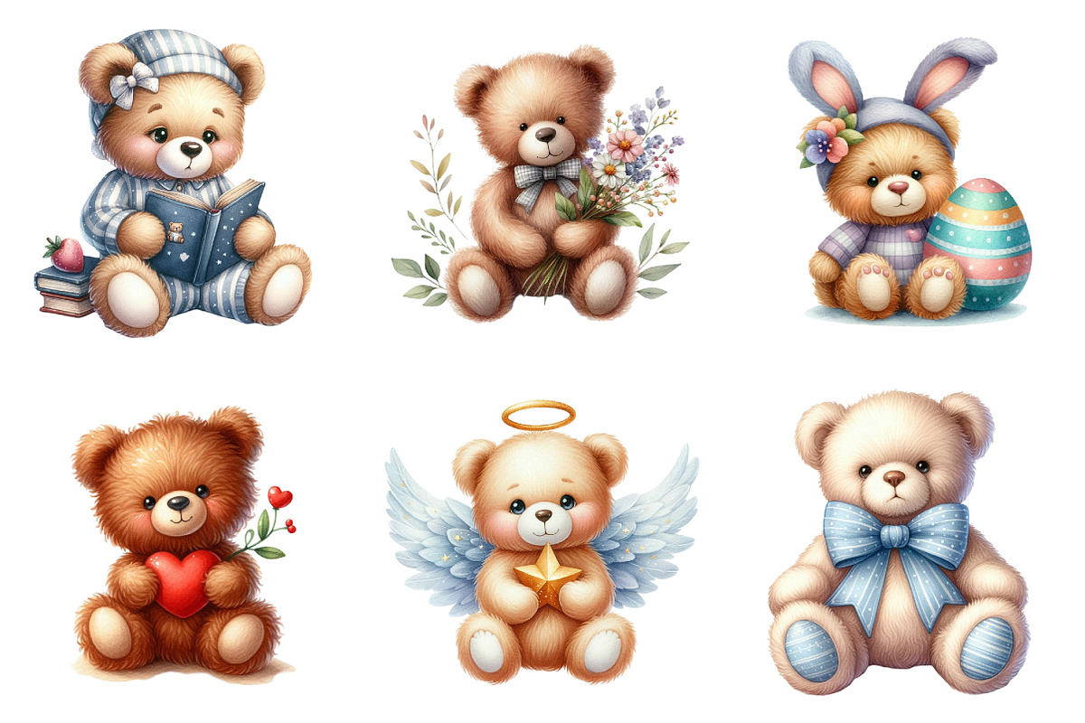 Cute Teddy Bear Png Clipart, an Illustration by DreamArtGraphic (Photo 3 of 4)