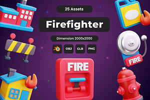 Firefighter 3D Icon