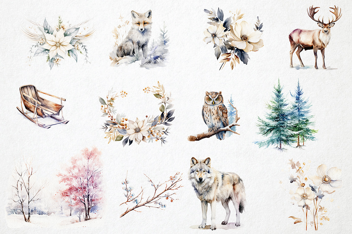Winter Watercolor PNG Overlays, an Object Illustration by PixelJungle (Photo 3 of 5)