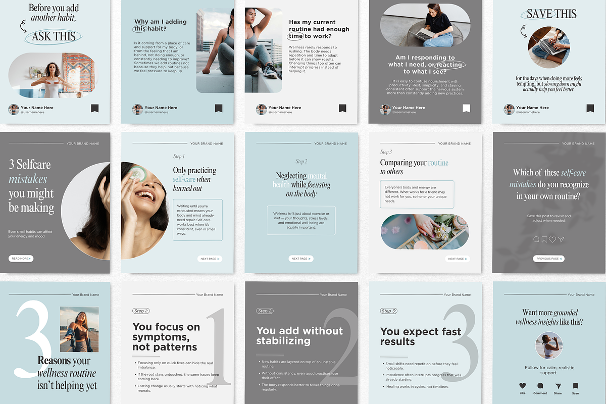 Wellness Carousel Instagram Posts, a Social Media Template by DigiPax (Photo 3 of 11)