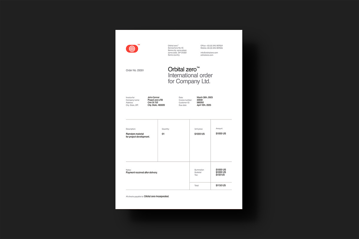 Invoice templates - Orbital Zero, a Stationery Template by Srg® (Photo 3 of 12)