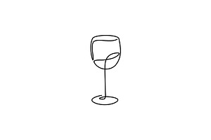 one line drawing wine glass