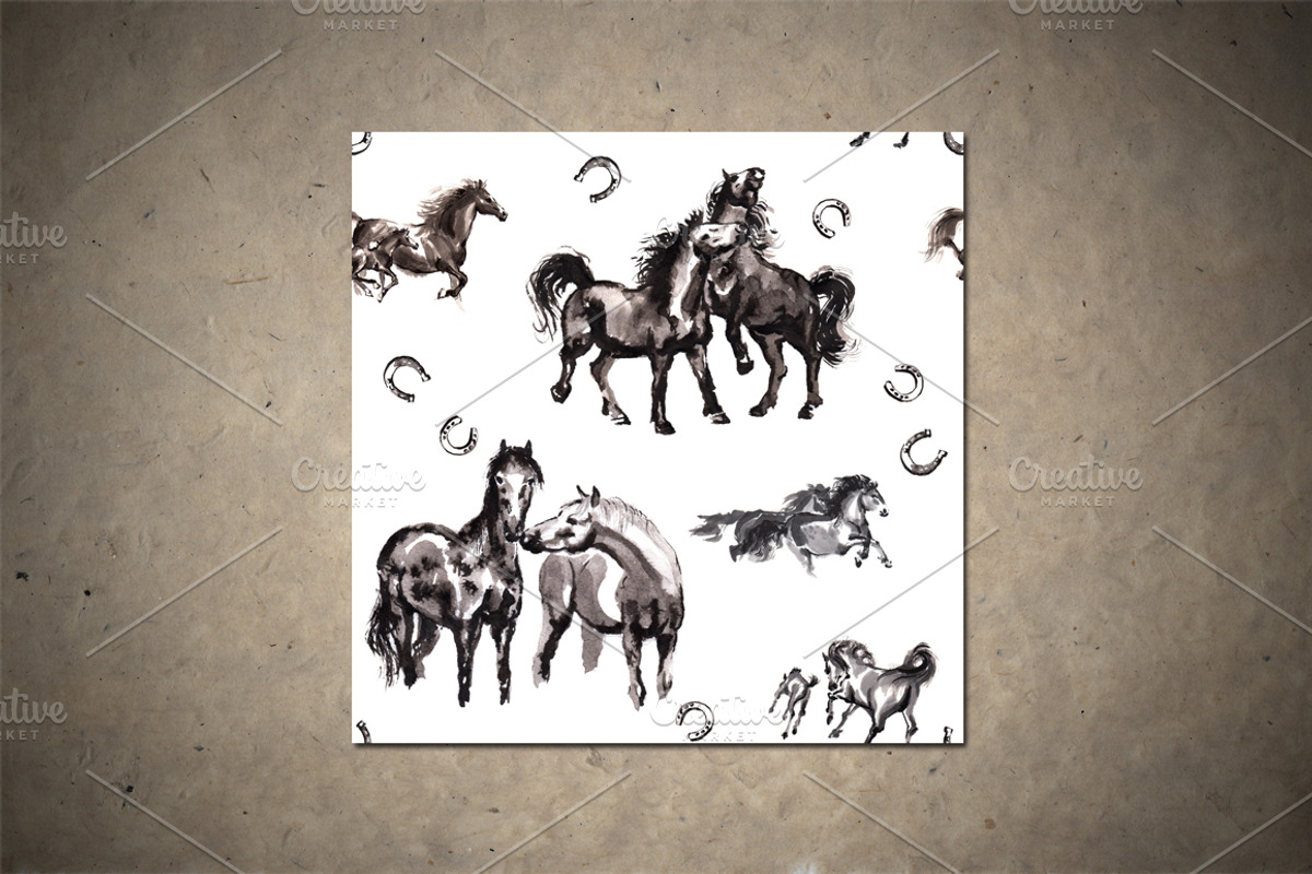 Horses Sumi-e, an Animal Illustration by StabuLaRasa illustration (Photo 19 of 21)
