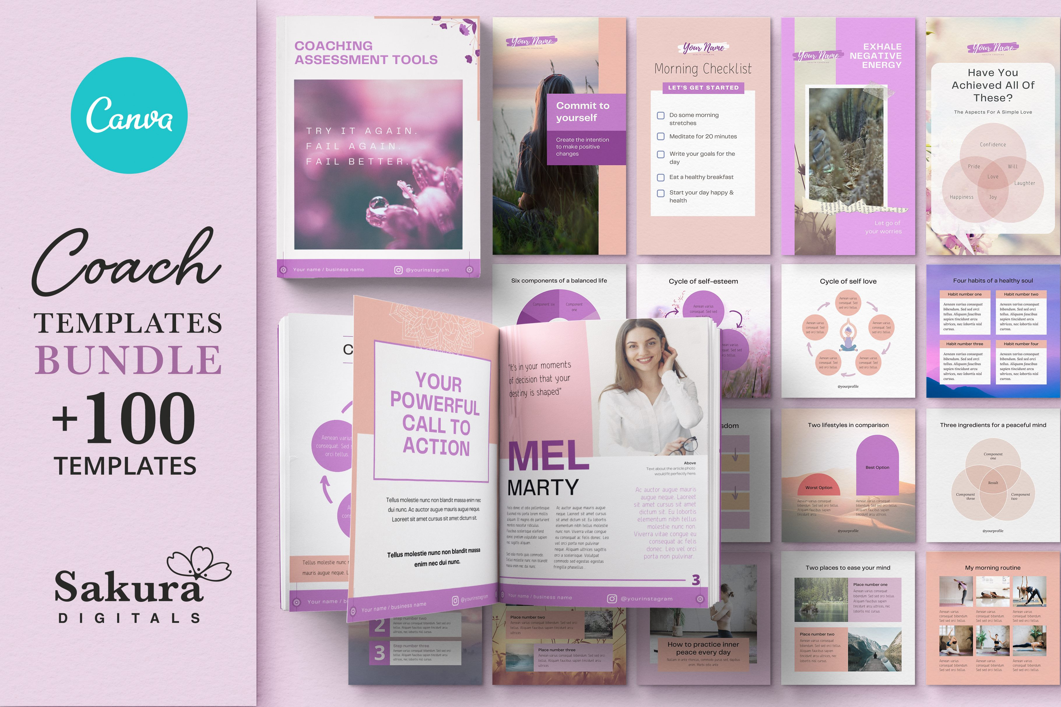 Life Coach Canva Templates Bundle A Social Media Template By Sakura Digitals 6328