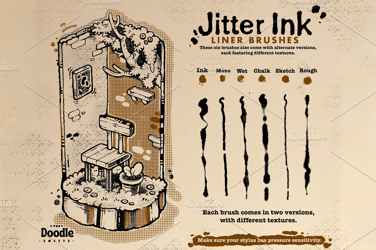 My Go-To Jitter Ink Liner Brush Set, a Brush Add-On by TheDoodleSweets (Photo 2 of 3)