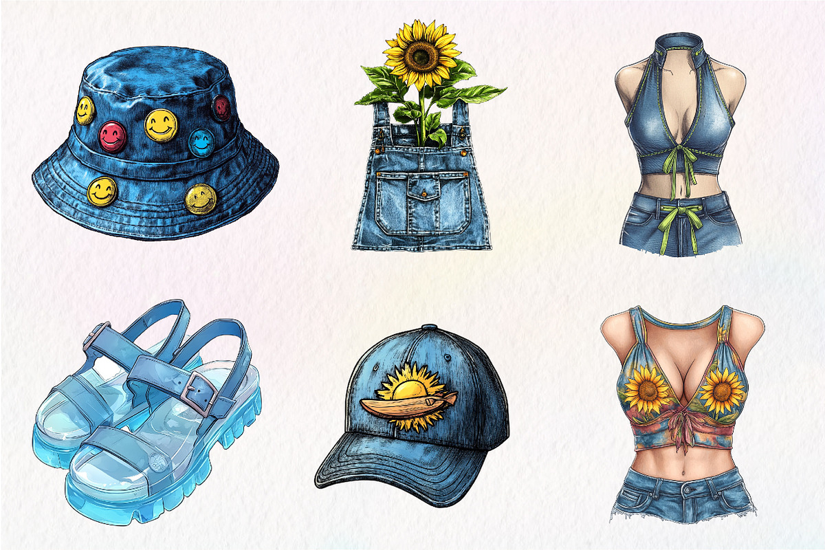 1990 Denim Summer Clipart, an Illustration by CreationArt (Photo 4 of 5)