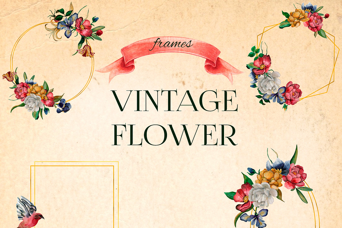 Watercolor Vintage Romantic Flowers, an Object Graphic by Kate Creative Studio (Photo 9 of 10)