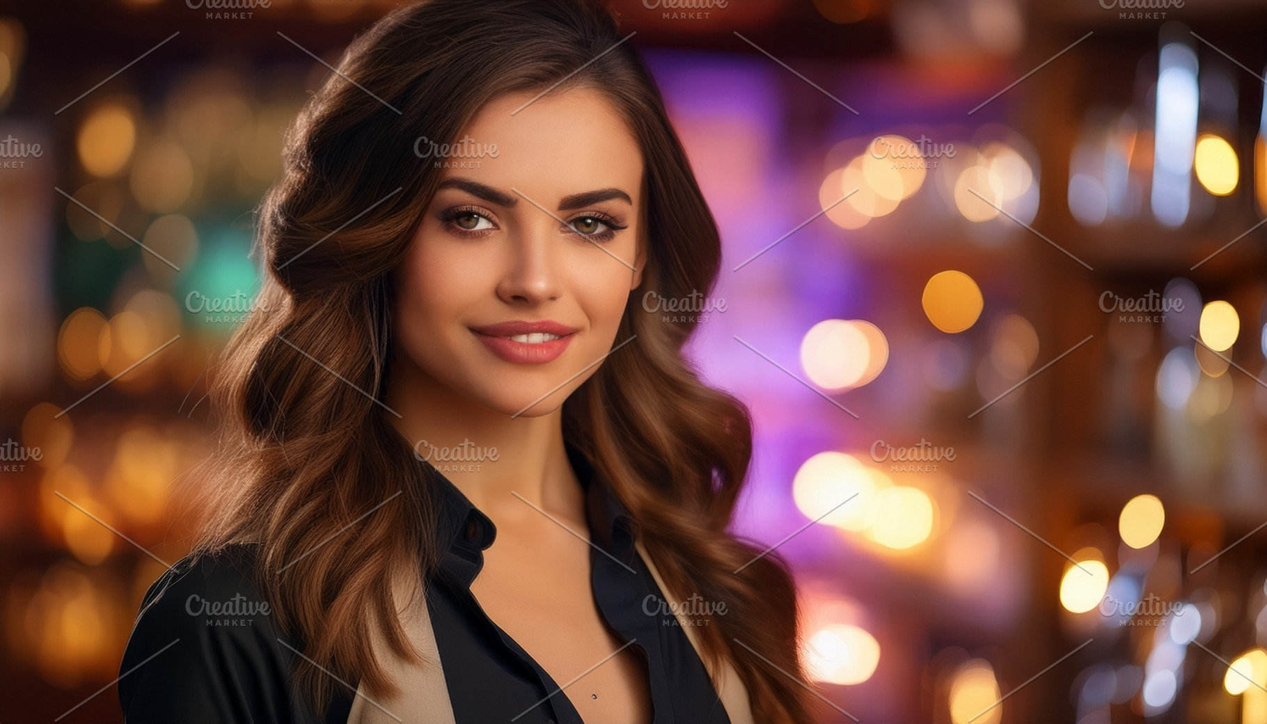 beautiful young woman smiling, AI generated, a Photo by WorldOfPhotos