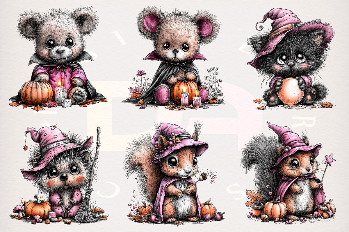Whimsical Halloween Animals Clipart, a Transportation Illustration by Digital Artistic99 (Photo 2 of 7)