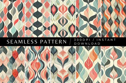 10 Retro Waves Seamless Patterns, a Pattern Graphic by Inknfolly