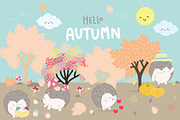Happy Hedgehog @ Autumn season, a Decorative Illustration by MooBeer (Thumbnail 1 of 6)