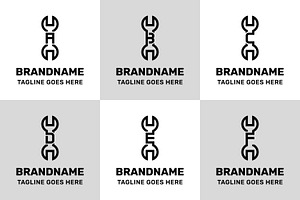 Letter A B C D E F Wrench Logo, a Branding & Logo Template by Pray Art Design Studio