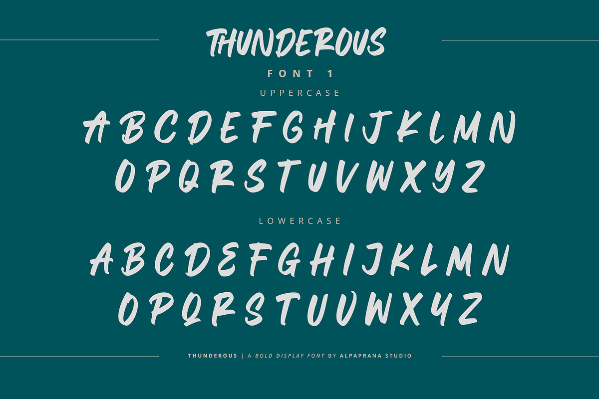 Thunderous - Bold Display Font, a Script Font by Alpaprana (Photo 9 of 12)