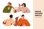 People holding pens, pencils set, a Person Illustration by Good Studio (Thumbnail 1 of 5)