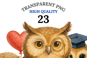 23 Cute Owl Clipart, an Animal Illustration by Pati Charm Studio