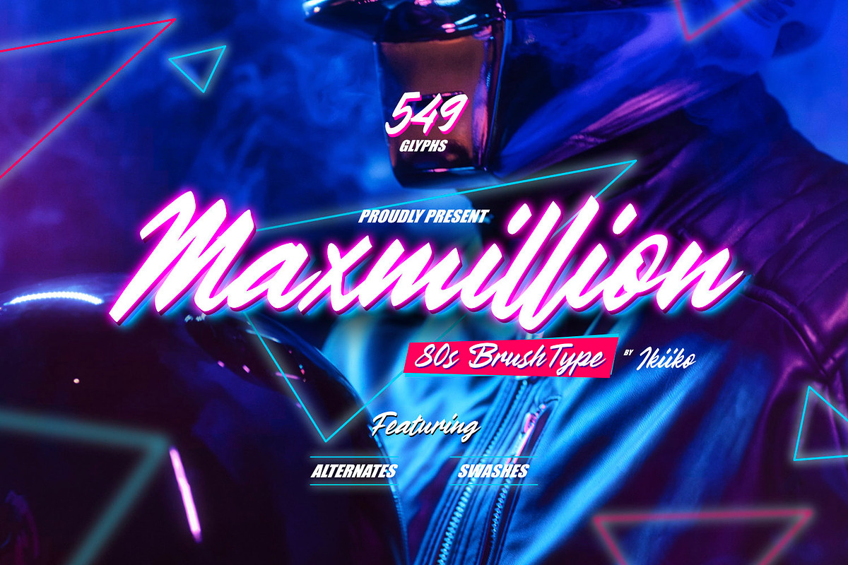 Maxmillion - 80s Brush Type, a Script Font by ikiiko (Photo 1 of 6)