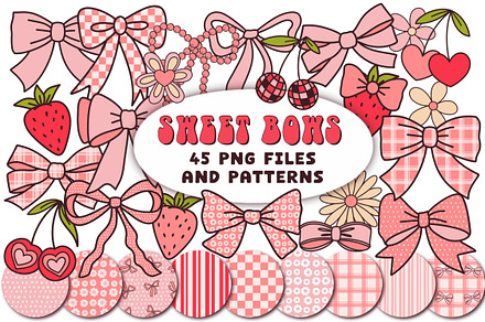 Sweet Bows Clipart and Patterns, an Object Graphic by Brush Lab