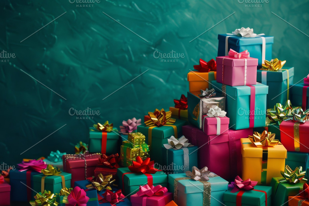 86 Gift boxes with ribbons and bows, a Holiday Photo by Handmadefont (Photo 33 of 90)