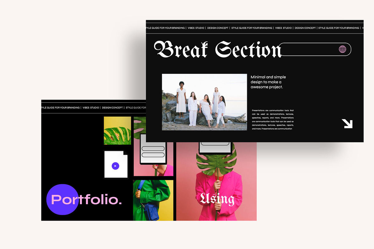 VIBES Neo Gothic Brand Google Slides, a Presentation Template by Dirtytemp Studio (Photo 3 of 11)