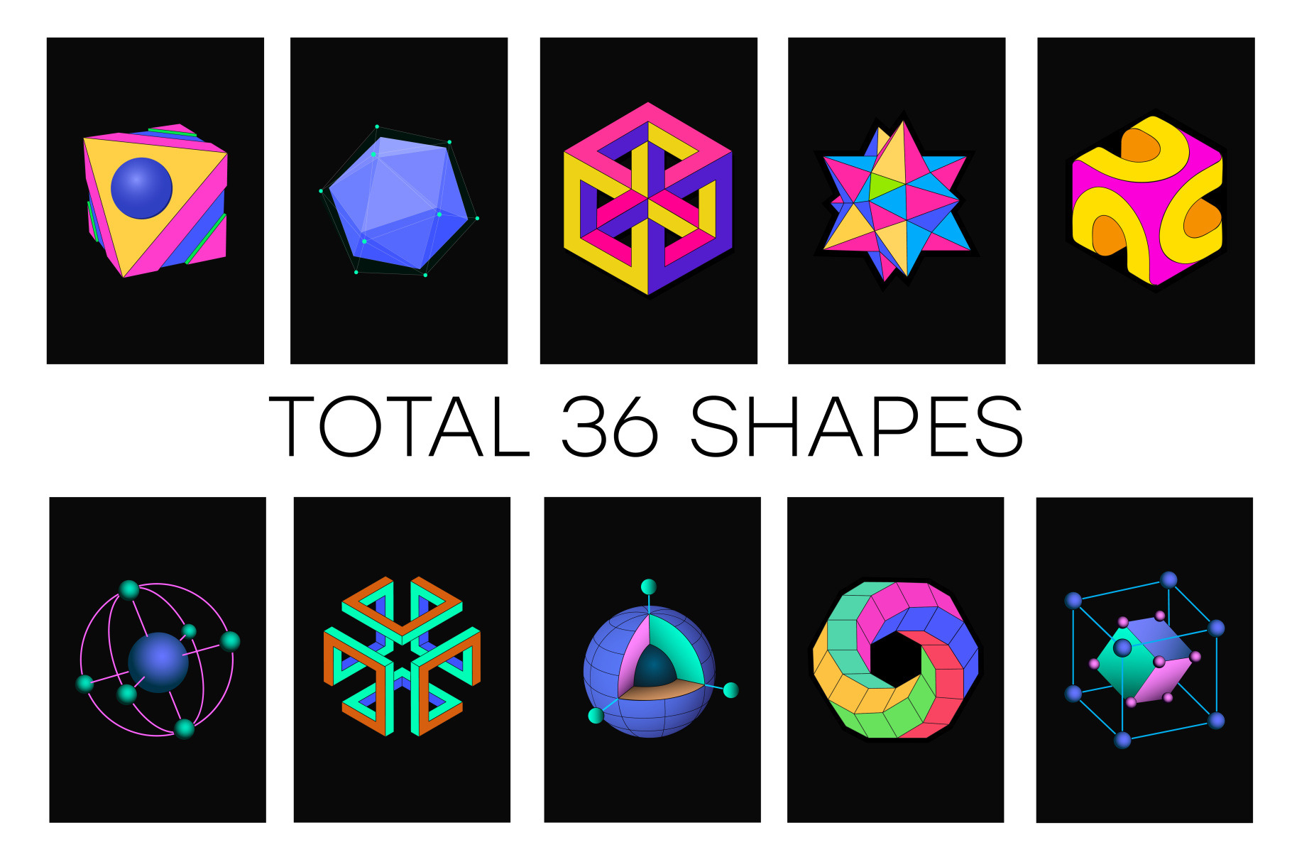 3D Geometric colored shapes, a Decorative Illustration by STORE KENO