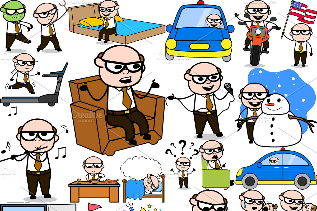 Old Man ~ Cartoon Character Set, a Person Illustration by The Toon Company (Photo 6 of 7)